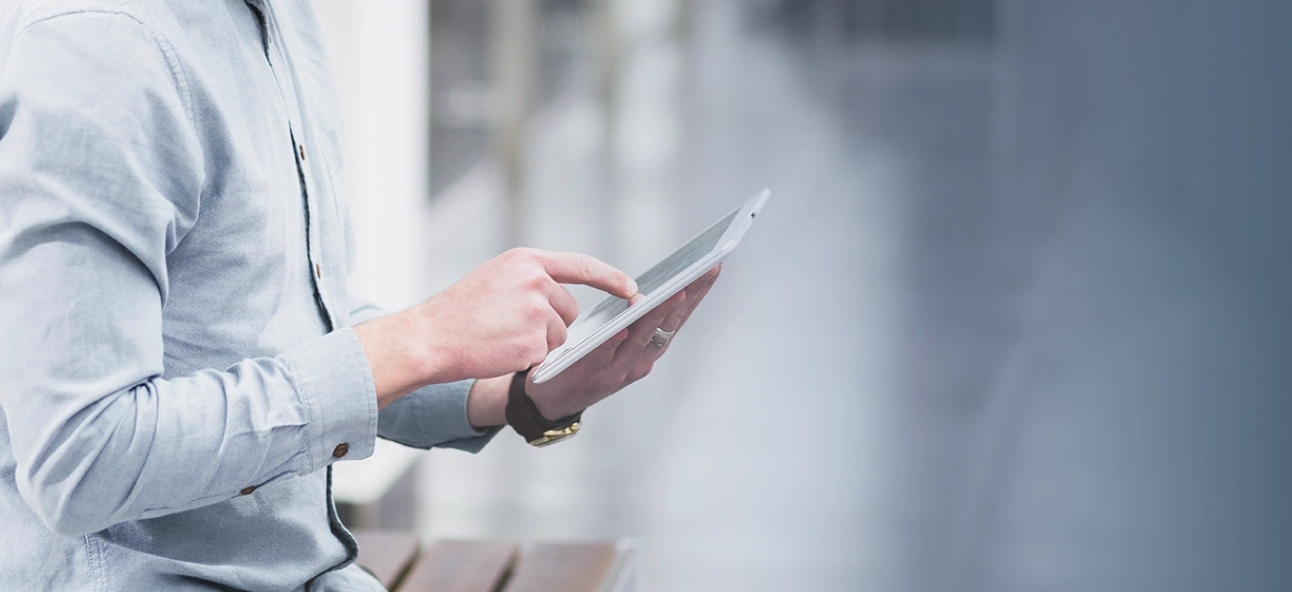 Patient using tablet